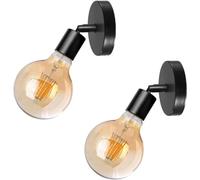 LEDSone Wall Light Industrial Antique Wall Lamp Fitting Fixtures, Wall Sconce Edison Lamp for Kitchen, Hall, Dining Room, Bedroom, Bar, Restaurants, Coffee Shop (Black) [Energy Class A] (Black-2PK)