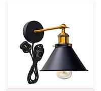 LEDSone Vintage Plugin Sconce with On/Off Switch Black Industrial Sconces Plug in Wall Light Wall Antique Brass Finish Wall Mount Metal Fixture Lamp for Restaurants, Kitchen, Bar, Restaurant