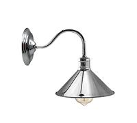 LEDSone Wall Lights 22cm Chrome Metal Cone Rustic E27 Industrial Indoor Lamps Sconce for for Home Décor, Bedroom Bedside, Living Room, Hallway Decorate Fixture