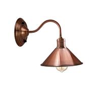 LEDSone Wall Lights 22cm Copper Metal Cone Rustic E27 Industrial Indoor Lamps Sconce for for Home Décor, Bedroom Bedside, Living Room, Hallway Decorate Fixture