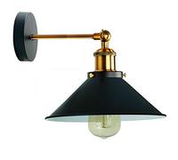 LEDSone Wall Lights E27 Edison Retro Wall Lamp Shade Industrial Rustic Loft Wall Sconce Fixture Lighting Lamp Shade 180 Degree Adjustable (Black)