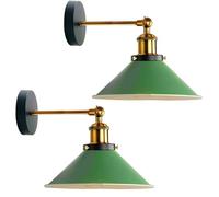 LEDSone Wall Lights E27 Edison Retro Wall Lamp Shade Industrial Rustic Loft Wall Sconce Fixture Lighting Lamp Shade 180* Angle Adjustable for Home cafes and Restaurant (Green - 2 Pack)
