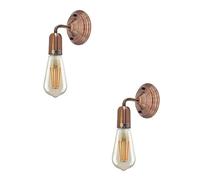 LEDSone Wall Lights Indoor Metal E27 Socket Up and Down 17cm Lamp Industrial Wall Sconce Lamp Fitting Fixtures for Kitchen, Hall, Bedroom, Bar, Restaurants (Copper 2 Pack with Bulb)