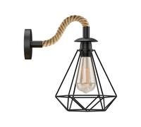 LEDSone Wall Sconce Wall Light Industrial Hemp Rope Wall Lamp Metal E27 Retro Black Wall Lighting fixtures for Corridor Kitchen Living Room Bedroom Restaurant Hall Way