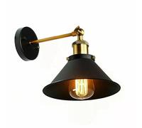 LEDSone Wall Sconce-Wall Light Industrial Metal Cone Shade Vintage Light Fixtures with E27 Adjustable Arms Holder for Dining Room Bed Room Restaurants (Black)