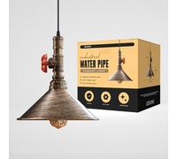 LEDSone Water Pipe Brushed Metal Hanging Ceiling Pendant Light Fixture E27 Base 60W max Antique Industrial Steampunk Pendant Lamp for Kitchen, Dining Room
