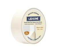 LEDSone White Masking Tape Roll 48mm x 50m Painting Decorating Automotive DIY Projects Easy Tear Low Tack Crepe Paper Strong Adhesive Clean Removal Multi Surface Home Professional Use General Purpose