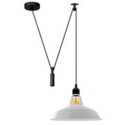 Ledsone White Single Head Ceiling Pendant Light, Metal Barn Shade, 195Cm Adjustable Cord, E27 60W, 110-240V