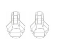 LEDSONE Wire Basket Metal Pendant Lighting Ceiling Light Shade Brushed Brass 2Pack 10cm Industrial Hanging Lamp Cage E27 Easy Fit Lampshade Pendant Light Shade (White - 15cm Shade)