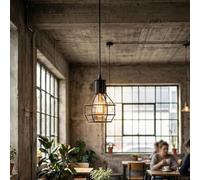 LEDSone Wire Cage Pendant Light with Bulb, Adjustable Hanging Cable 110cm, Black Metal Basket Ceiling Hanging Lamp E27, Industrial Lantern Style Light for Kitchen, Dining Room, Loft Indoor Use