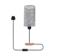 LEDSone Wooden Stand Bedside Table Lamp Modern Round Nightstand Lamp with Solid Wood Desk Metal Barrel Cage with 3 Pin Plugin On/Off Switch Control Lamp for Bedroom (White)