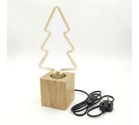 LEDSone Wooden Table Lamp with Decorative Bulb - Small Bedside Desk Light, Natural Wood Base, Warm Ambient Lighting for Bedroom Living Room Office, Retro Modern Home Décor Gift UK Plug (Type 1)