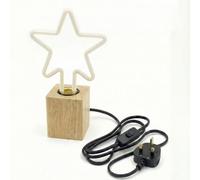 LEDSone Wooden Table Lamp with Decorative Bulb - Small Bedside Desk Light, Natural Wood Base, Warm Ambient Lighting for Bedroom Living Room Office, Retro Modern Home Décor Gift UK Plug (Type 2)