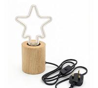 LEDSone Wooden Table Lamp with Decorative Bulb - Small Bedside Desk Light, Natural Wood Base, Warm Ambient Lighting for Bedroom Living Room Office, Retro Modern Home Décor Gift UK Plug (Type 5)