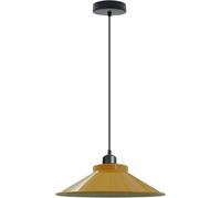 LEDSone Yellow E27 Pendant Light 32cm, Industrial Metal Ceiling Lamp, 95cm Adjustable Cable, 10cm Rose, Vintage Kitchen Bedroom Light