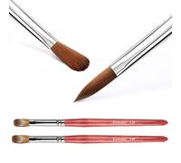 LEDSUUEI Acrylic Nail Brush - 100% Pure Kolinsky Hair Bristles Acrylic Brushes for Nails Oval Crimped Shaped Red Wood Handle Acrylic Powder Nail Art Brush Professional Salon Quality (SIZE 12/14)