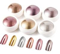 LEDSUUEI Rose Gold Chrome Nail Powder - Super Mirror Effect Silver Chrome Powder for Nail Art Design Metallic Holo Nail Chrome Powder Shiny Nail Glitter Glazed Donut Nail Powder DIY