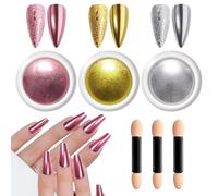 LEDSUUEI Silver Chrome Nail Powder Metal Chrome Powder for Nails Glitter Chrome Powder for Nail Art Design Decoration