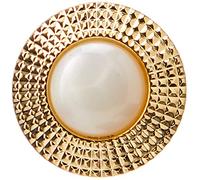 LEDUC Buttons-20pc Brass Coloured Outer with Plastic Pearl Centre-Size Lin 28, Synthetic Material, White, 13x12x1 cm