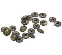 LEDUC Buttons-20pc Dark grey with antique brass centre-size Lin 28, Synthetic Material, 13x12x1 cm