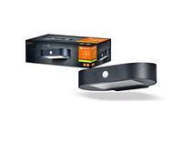 LEDVANCE Endura Style Oval Small Solar Wall Light, Warm White Light (3000K), Integrated Sensor, usable Without Power, Long runtime: 30 Times 60 Seconds in PIR Mode, IP44 Protection, Black