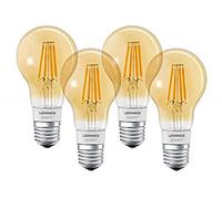 LEDVANCE LED lamp , Base: E27 , Warm White , 2500 K , 5.50 W , replacement for 45 W Incandescent bulb , SMART+ Filament Classic Dimmable [Energy efficiency class [AGGR pack of 4)