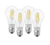 LEDVANCE LED lamp , Base: E27 , Warm White , 2700 K , 5.50 W , replacement for 50 W Incandescent bulb , SMART+ Filament Classic Dimmable [Energy efficiency class [AGGR] A++](pack of 4)