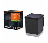 LEDVANCE Endura Style Solar Quadro Wall Outdoor Light, 0.5W, 50lm, Wall Light, Dark Gray, indirect Lighting, Rechargeable Battery, IP44 Protection, 3000K Color Temperature, Warm White Light Color