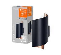 LEDVANCE ORBIS TWIST SMART+ Wi-Fi Luminaire, Dimmable LED Wall Lamp, 12W, Colour Temperature From 3000 - 6500K, 600 Lumen, Colour Combination Black/Copper, Upturned Cylinder Shape, 23x12cm