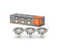 LEDVANCE Recessed Spotlight in Brushed Nickel Incl. Replaceable 2.6 Watt GU10 Bulb, LED Spotlight, Light Colour Warm White (2700K), IP20, 3-Pack