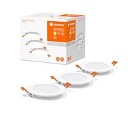 LEDVANCE Recessed Spotlight White, Slim Downlight With Integrated Driver, LED Spotlight, Light Colour Warm White (3000K), 8W, 120mm, IP20, 3-Pack