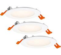 LEDVANCE Recessed Spotlight White, Slim Downlight With Integrated Driver, LED Spotlight, Light Colour Warm White (3000K), 8W, 120mm, IP20, 3-Pack
