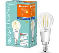LEDVANCE Smart LED Bulb with Bluetooth Mesh, Clear Filament E14 Bulb with Drop Shape, Dimmable, Warm White (2700 K), Replaces Traditional 40 W Bulbs, Controllable with Google & Alexa, 4 - Pack