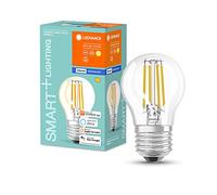 LEDVANCE Smart LED Bulb with Bluetooth Mesh, Clear Filament E27 Bulb with Drop Shape, Dimmable, Warm White (2700 K), Replaces Traditional 40 W Bulbs, Controllable with Google & Alexa, 4 - Pack