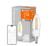 LEDVANCE Smart LED Bulb with WiFi Technology, E14, Dimmable, Warm White (2700K), Candle Shape, Clear Filament, Replacement for Conventional 40W Bulbs, Controllable with Alexa, Google & App, 1-Pack