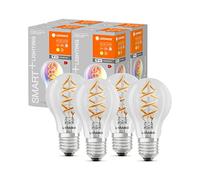 LEDVANCE Smart LED Bulb with WiFi Technology, E27, RGB Colours Changeable, Bulb Form, Coloured Filament as Mood Light, Replacement for Conventional 60W Bulbs, 4-Pack