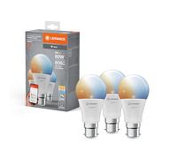 LEDVANCE Smart LED lamp with WiFi Technology, B22d-base matt Optics ,Light Colour Changeable (2700K-6500K), 806 Lumen, 60W-Replacement, Smart dimmable, 3-Pack