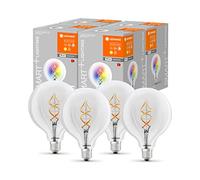 LEDVANCE Smart LED Lamp with WiFi Technology, E27, RGB Colour Changeable, Globe Shape, Coloured Filament as Mood Light, Replacement for Conventional 60W Bulbs, 4-Pack
