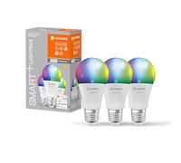 LEDVANCE Smart LED lamp with WiFi technology for E27 base, matte look, RGBW colors changeable, light color changeable (2700K-6500K), 1055 lumens, replacement for conventional 75W bulbs, pack of 3