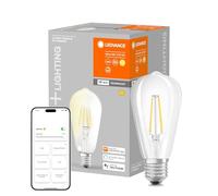 LEDVANCE Smart LEDLamp with WiFi Technology, Base: E27, Di mmable, Warm White(2700K) Replaces Incandescent Lamps with 60 W, Compatible with Google, Alexa, SMART+ WiFi Filament Edison Di mmable, 1-Pack | SMART+ Filament Edison Dimmable