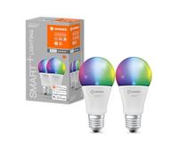 LEDVANCE Smart LEDLamp with WiFi Technology, E27, RGBW Colours, Tunable White(2700-6500K), 9W, Replacement for 60 W Incandescent Bulb, Compatible with Alexa and Google, 2-Pack, SMART+ WiFi Multicolour