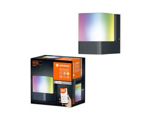 LEDVANCE Smart LEDOutdoor Luminaire for The Wall with WiFi Technology for Outside, RGB Colors Changeable, Made of Dark Gray Aluminum, Compatible with Google and Alexa, Smart+ WiFi Cube Wall