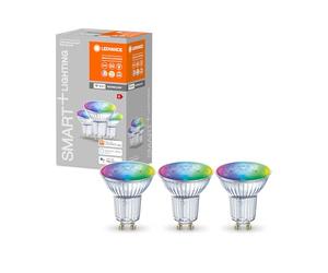 LEDVANCE Smart LEDReflector Lamp with WiFi Technology, Base: GU10, Tunable White (2700-6500K), RGB Colors Changeable, Di mmable, Replaces Reflector Lamps with 32 W, Smart+ WiFi SPOT RGBW, Pack of 3