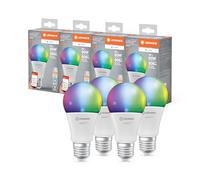 LEDVANCE Smart+ Matter LED lamp, Compatible with Google, Alexa, Apple, White Frosted Look, 9W, 806lm, E27 Base, Color Light and White Light, app or Voice Control, Life of up to 20,000 Hours, 4-Pack