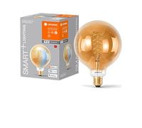 LEDVANCE Smart+ WiFi LED lamp, Gold Tint, 8W, 650lm, Globe Shape with 125mm Diameter & E27 Base, Adjustable White Light (2200-5000K), dimmable, app or Voice Control, Long Life