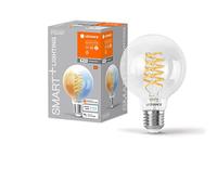LEDVANCE SMART+ WiFi LED lamp, White Glass, 8W, 806lm, Globe Shape with 80mm Diameter & E27 Base, Adjustable White Light (2700-6500K), dimmable, app or Voice Control, 15,000 Hours Life