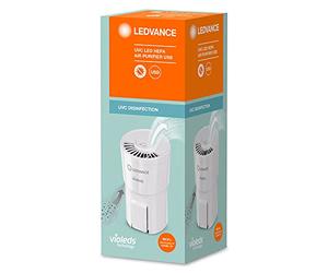 Ledvance UVC HEPA Air Purifier, Air Cleaning with Full UV-C Power for Desinfecting The Air from Viruses and Bacteria and for a Nice Air Clima, Handy and Everywhere Usable with USB Cable, White