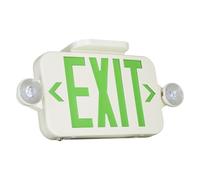LEDVANCE Value Class LED Exit Sign, Twin Head Round Emergency Exit Light, White Thermoplastic Housing, Red & Green Letters, 2W, 200 Lumens, 6000K, Self-Diagnostic, Remote Capable, Damp Rated