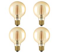 LEDVANCE Vintage 1906 Globe LED lamp, 6.5W, 725lm, Warm White Light Color, dimmable, CRI 80, E27 Base, Instant 100% Light, no Warm-up time, Ideal for Decorative installations, Energy Saving,4-Pack