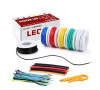 Ledvillage 22 AWG Stranded Core Hookup Wire - 6 Color Set, 25FT (7.5m) Each - Tinned Copper Breadboard Wire for DIY Electronics, Arduino, Circuits & Prototyping Projects